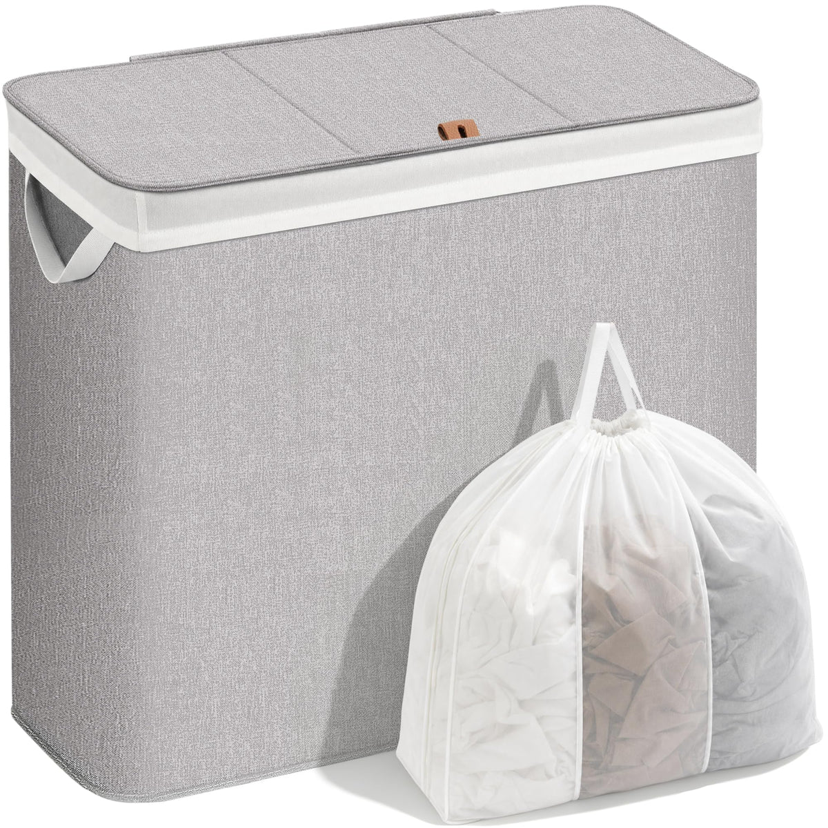 STORAGE MANIAC Triple Laundry Hamper with Lid, Metal Frame Laundry Baskets
