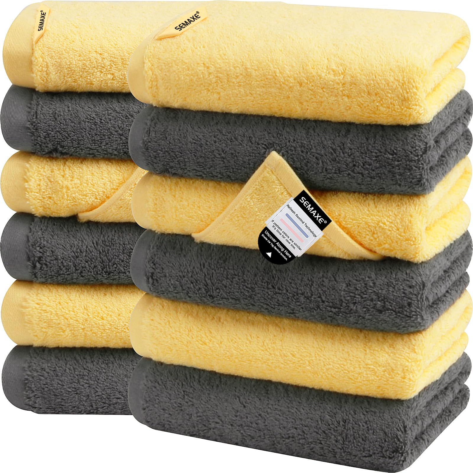 SEMAXE 12 Pack Hand Towels Set for Bathroom, Hotel, Gym and Spa, 16'' x 27'' 100% Combed Cotton Towels with Hanging Loops,Gift B
