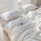 Simple&Opulence 100% Linen Duvet Cover Set 3Pcs Yarn Dyed Vertical Pinstripe Ticking Pattern Natural French Washed Flax Breathable Farmhouse Bedding - Grey Stripe, King Size