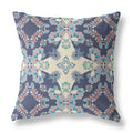 HomeRoots 28' X 28' Blue and Off White Broadcloth Floral Throw Pillow