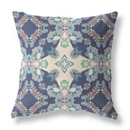 HomeRoots 28' X 28' Blue and Off White Broadcloth Floral Throw Pillow