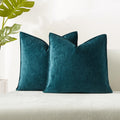 Juspurbet Peacock Blue Chenille Throw Pillow Covers 16X16 Inch Set Of 2 Decorative Soft Textured Cushion Cases For Living Room S