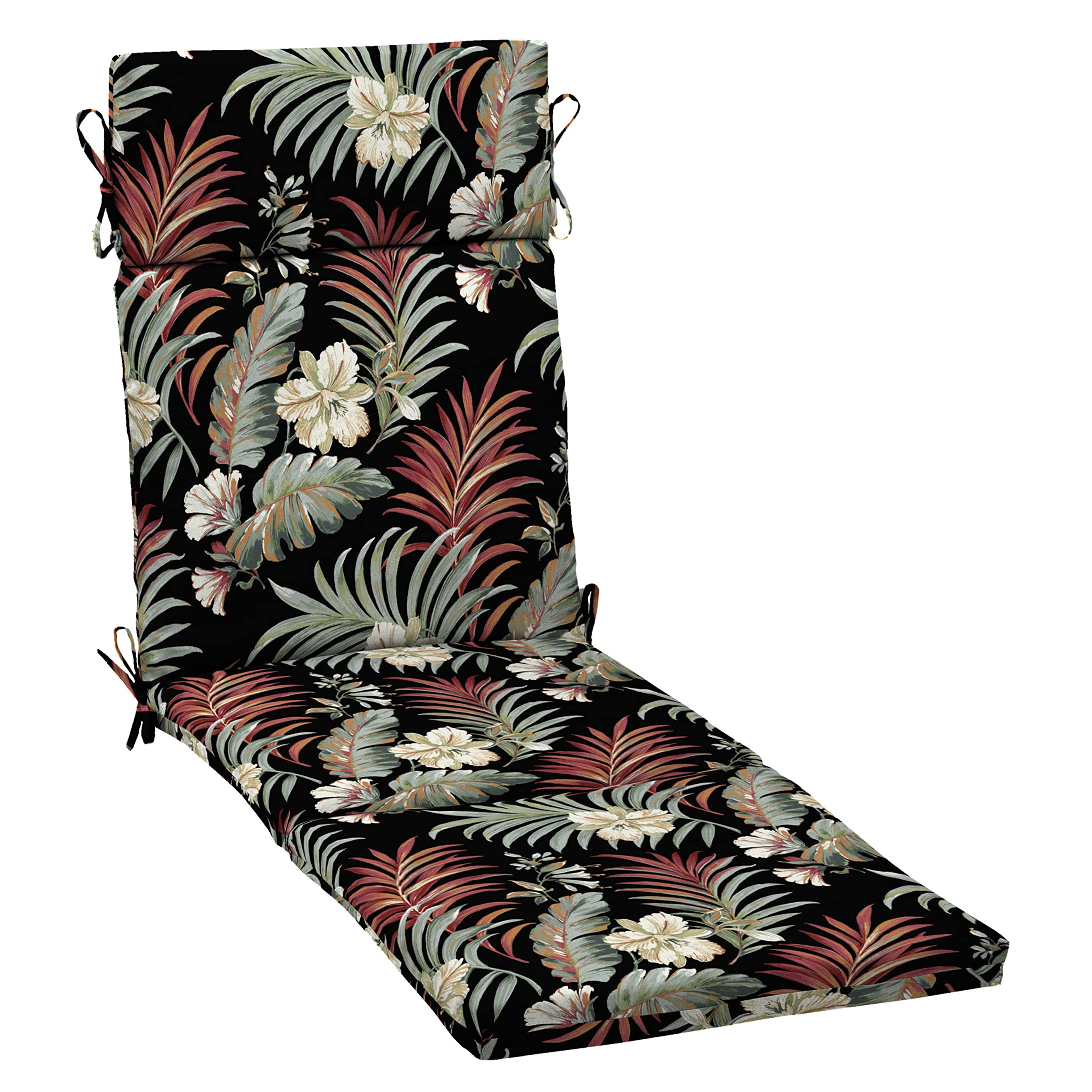 Arden Selections Outdoor Chaise Cushion, 21 X 72, Water Repellent, Fade Resistant 21 X 72, Simone Black Tropical