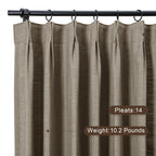 Twopages Double Layer Lined Pinch Pleated Curtain Dim Grey Linen Blend Light Filtering Room Darkening Curtain For Kitchen, Windo