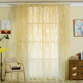 Ufurty 2 Pieces Willow Leaf Window Curtain Voile Tulle Room Salix Leaf Sheer Vine Curtain Voile Panel Drapes Curtain Yellow Will