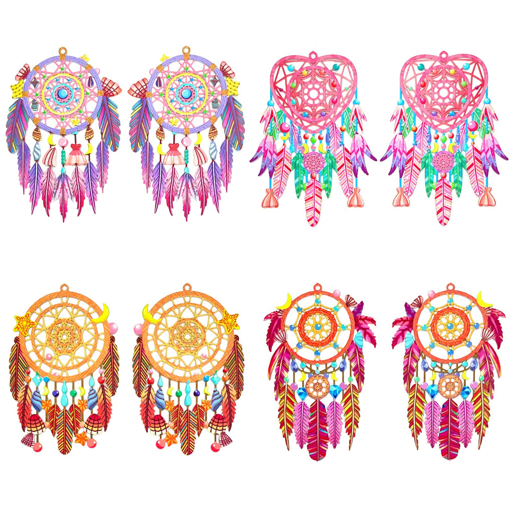 COLIGREE 16pcs Colorful Dreamcatcher Charms Multicolor Hollow Dream Catcher Filigree Pendants for Earrings Jewelry Bookmark Hang