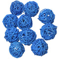 Set of 10pcs Wicker Rattan Balls Table Wedding Party Christmas Decoration (Diameter 1.6 Inch, Blue)