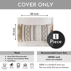 Blissblush Decorative Lumbar Throw Pillow Cover 12X20 Rectangular Boho Accent Pillowcase Black Neutral White Farmhouse Cushion F