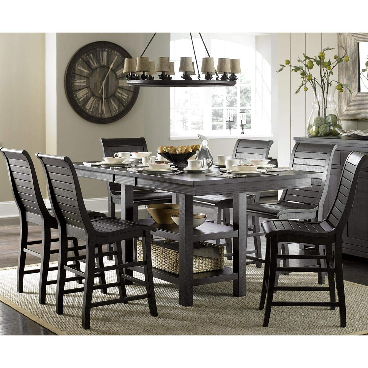 Progressive Furniture Willow Dining Table, Distressed Black