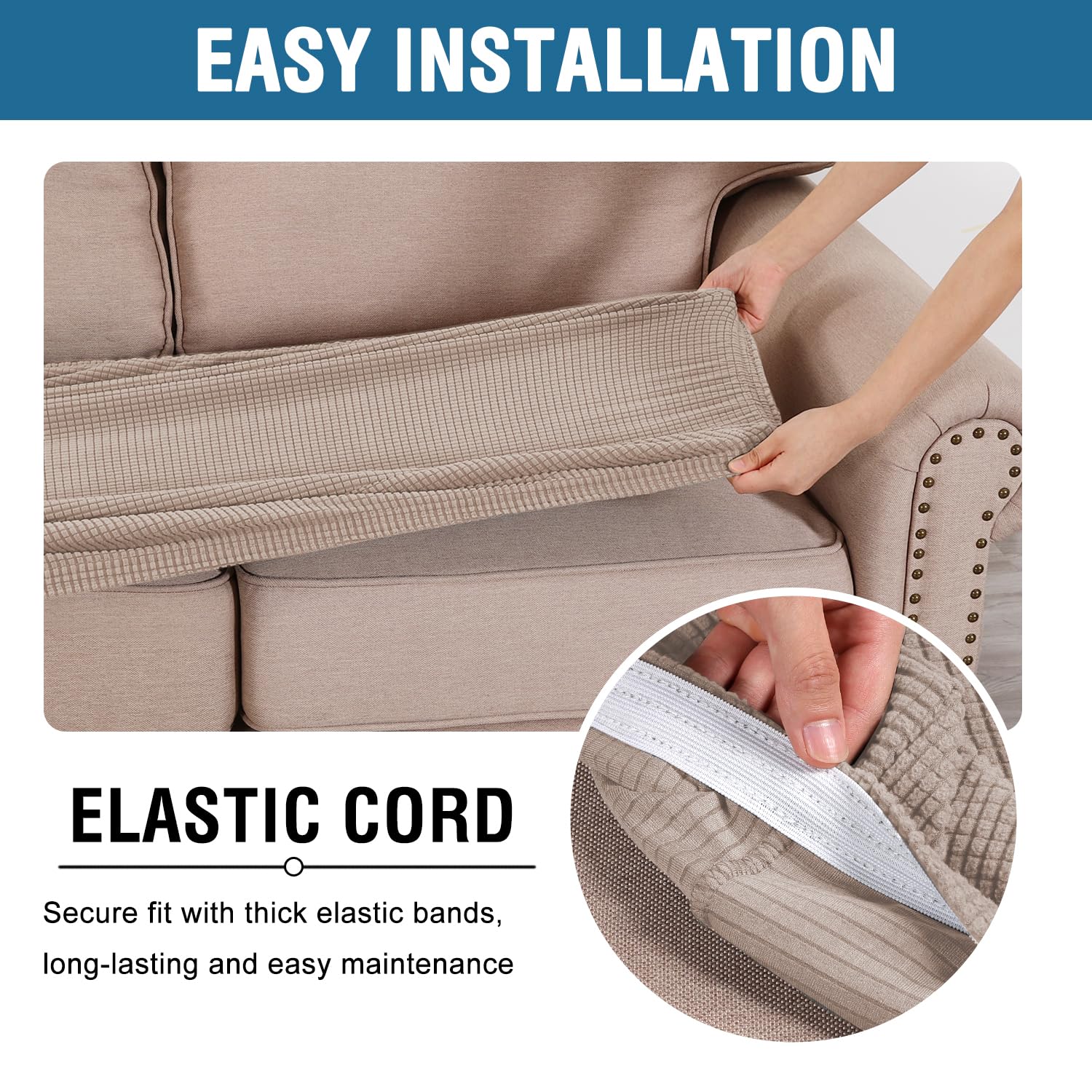 H.Versailtex Super Stretch Individual Seat Cushion Covers Sofa Covers Couch Cushion Covers Slipcover Sets Thick Jacquard Texture