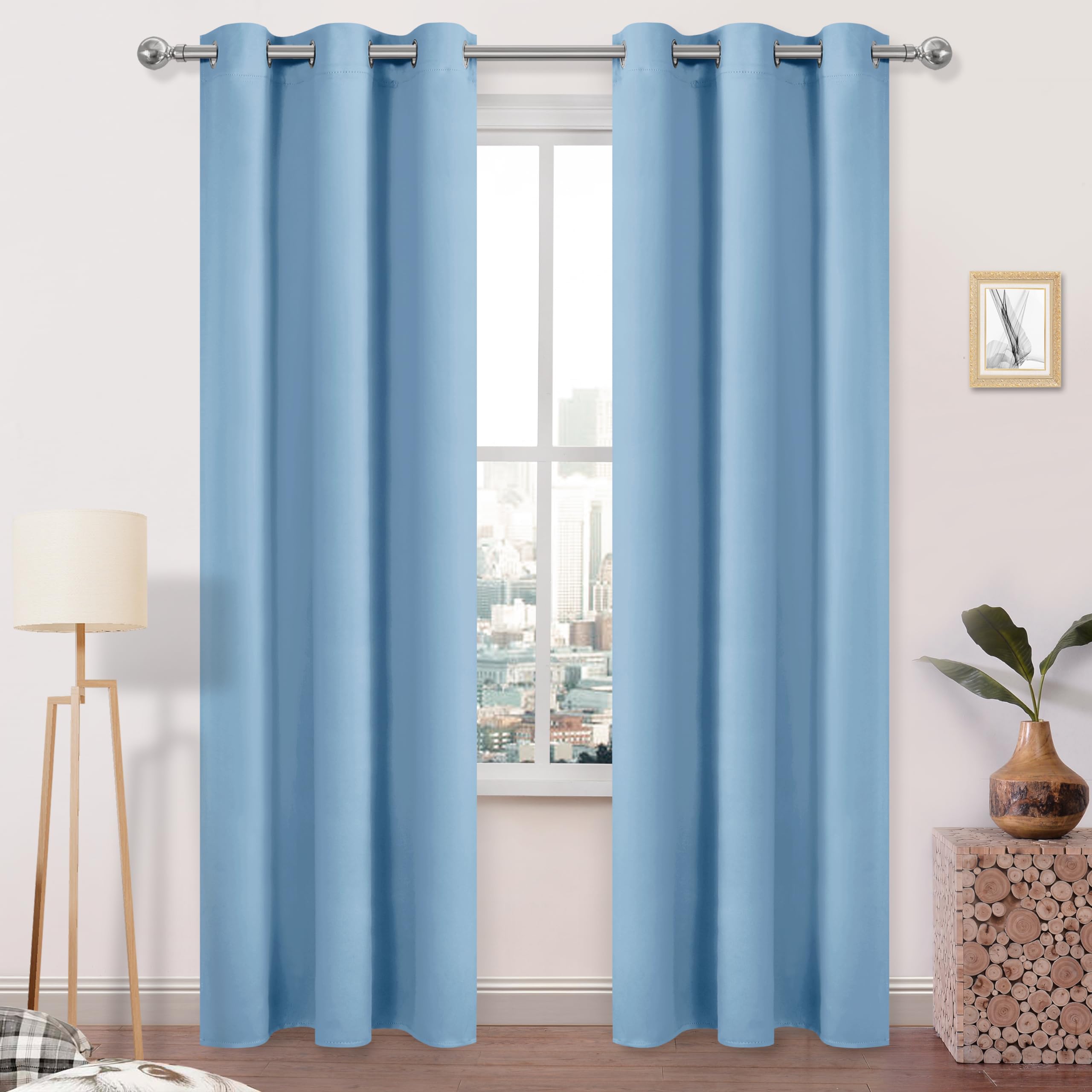 Dwcn Blackout Curtains Room Darkening Thermal Insulated Grommet Window Curtain For Bedroom Living Room 42 X 84 Inches Long 2 Pan