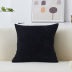 Home Brilliant Black Pillow Covers 18X18 Striped Corduroy Velvet Square Cushion Cover For Couch Supersoft Handmade Pillowcase, B