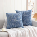 Hpuk Leaf Cut Velvet Throw Pillow Covers Pack Of 2, 18X18 Inch Accent Cushion Covers For Living Room, Bedroom, Decorative Pillow