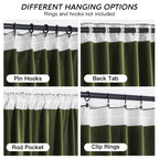 Ryb Home Green Velvet Curtains 84 Inch, Solid Room Darkening Window Curtains For Living Room Light & Draft Block Privacy Backdrop With Pleat Tape Pocket& Tabs, Olive Green, W52 X L84 Inch, 2 Panels