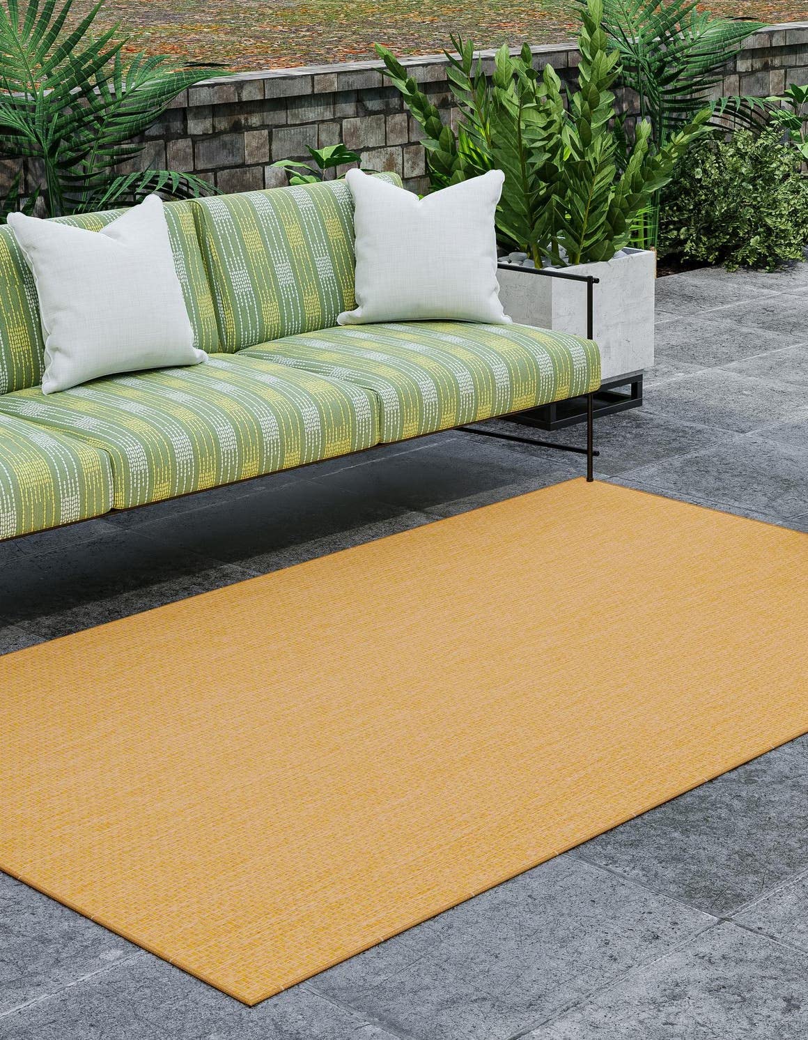 Unique Loom Collection Casual Transitional Solid Heathered Indoor/Outdoor Flatweave Area Rug (10' x 14' 1'' Rectangle, Corn Harv