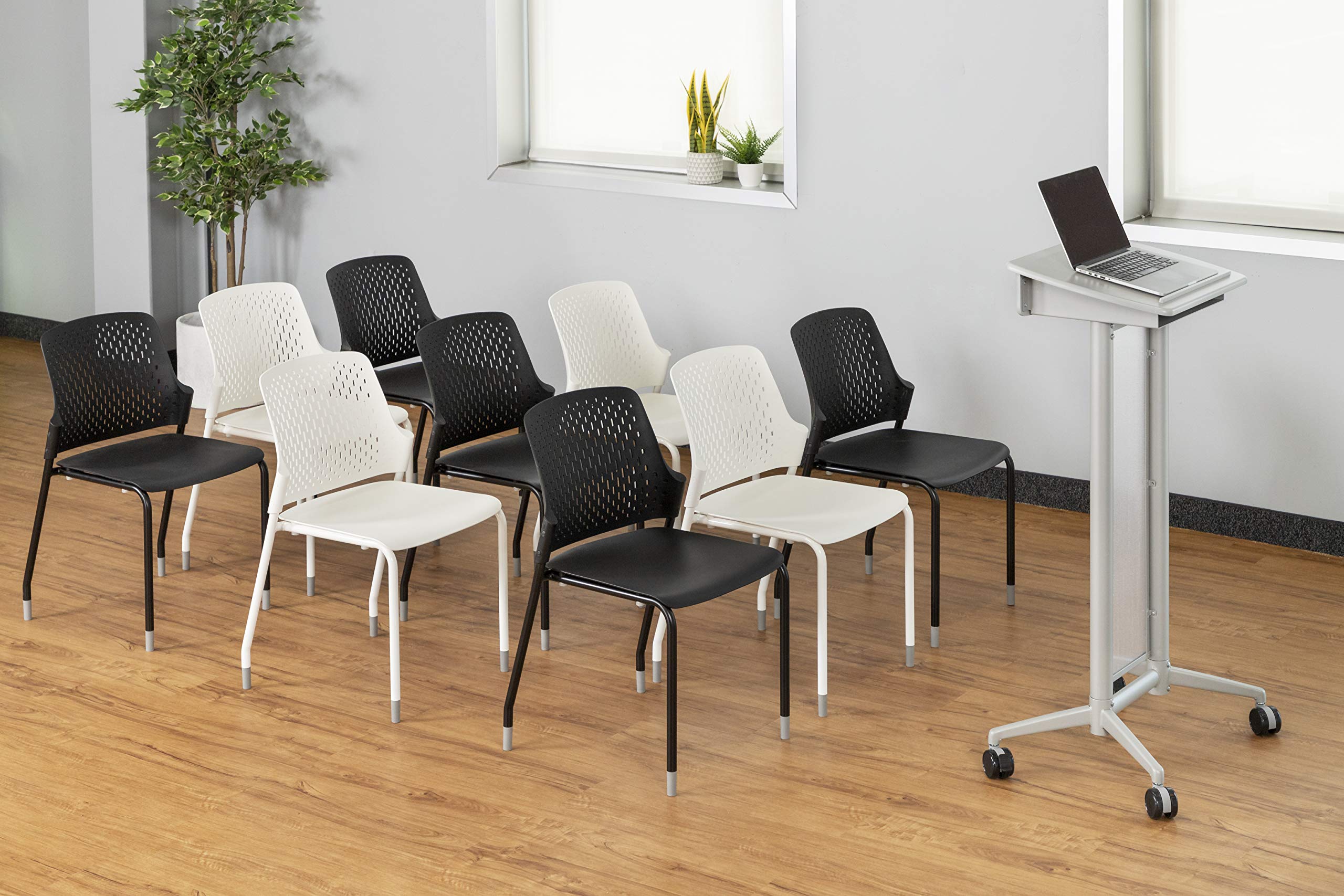 Safco Products Next Stacking Chairs, (Qty. 4), White, 20.1&quot; D x 19.75&quot; W x 32.25&quot; H