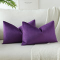 Otostar Velvet Soft Solid Decorative Throw Pillow Covers 12 X 20 Inch Pillow Covers Lumbar Cushion Case Couch Pillowcases For Sofa Bed Home Decor Pack Of 2 (Purple)