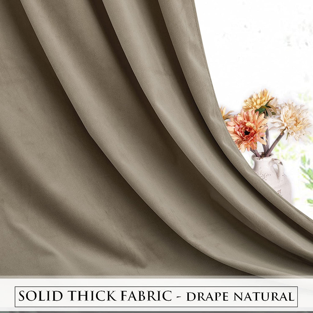 Stangh Velvet Curtains 90 Inches Long - Camel Beige Room Darkening Privacy Protect Window Treatment Luxury Heavy Thick Door Drap