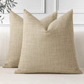 OTOSTAR Pack of 2 Throw Pillow Covers 18x18 Inch Linen Light Tan Pillowcases Farmhouse Decorative Solid Pillow Covers 45x45 cm S