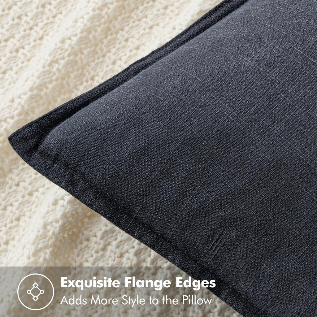 Miulee Decorative Linen Pillow Covers 20X20 Inch Dark Gray ?Boho Farmhouse? ?Neutral Couch Throw Pillows For Bed Pack Of 2 Accent Outdoor Pillowcase Modern Sofa Cushion Livingroom Home Decor