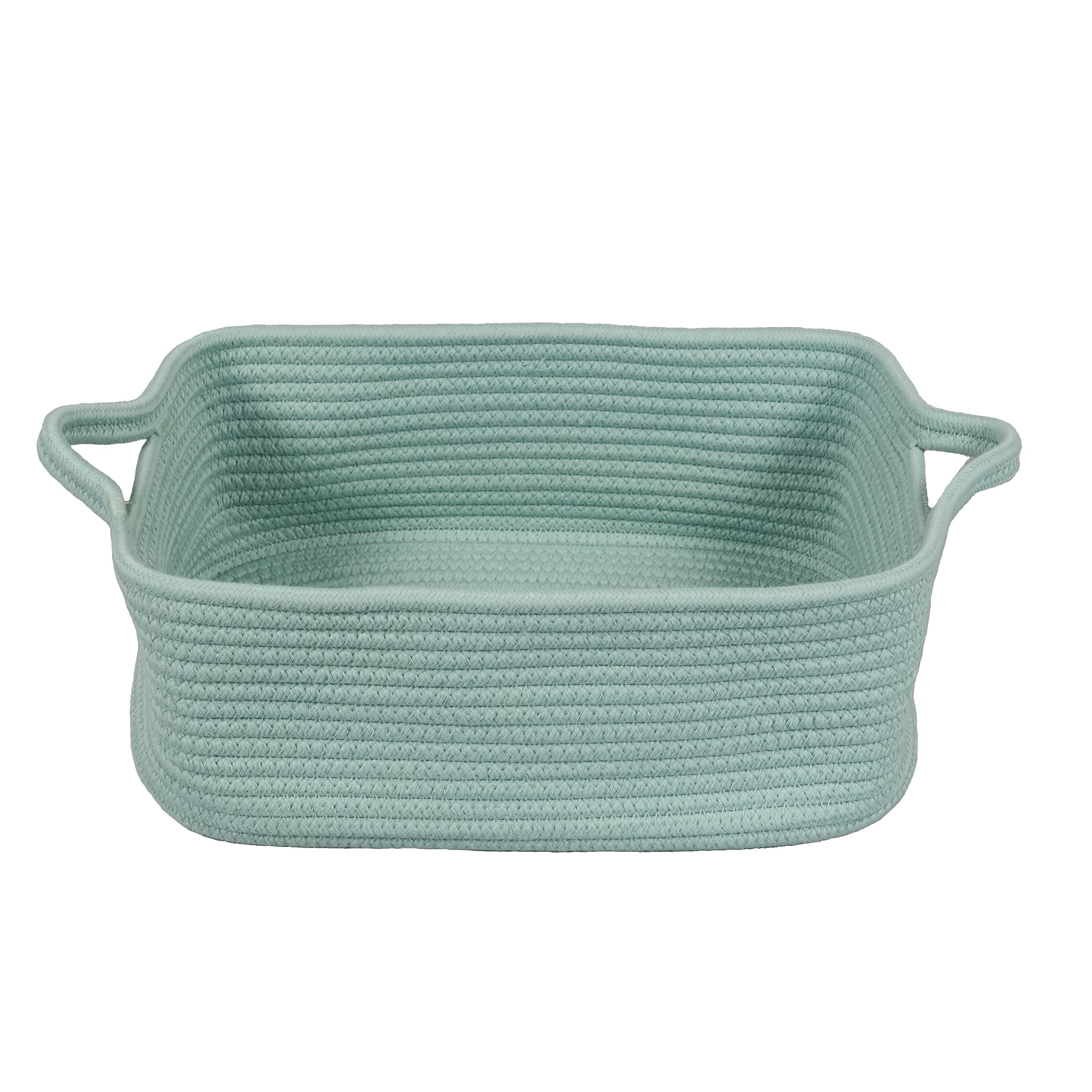 XUANGUO Woven Cotton Rope Storage Basket with Handles for Organizing Shelves Closet Small Cat Dog Pet Toy Basket Box Bin Decorat