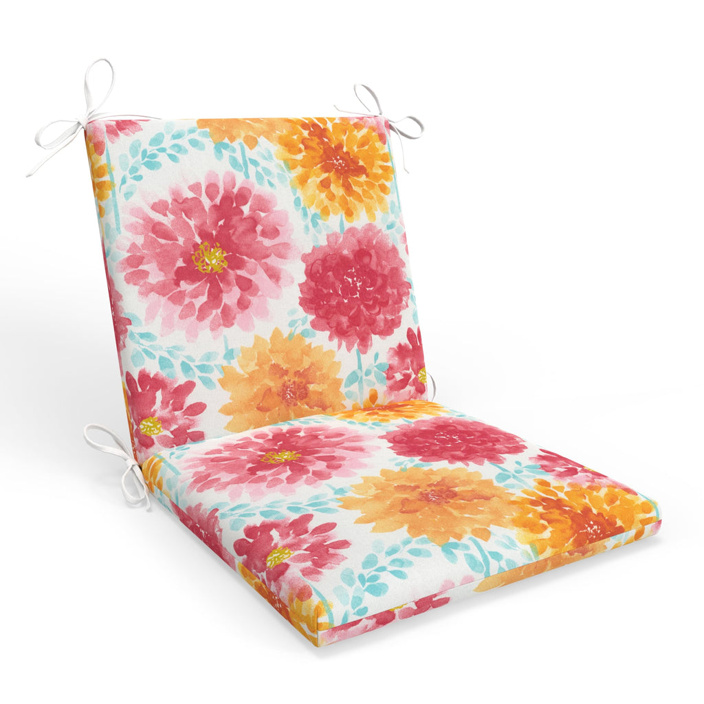 Pillow Perfect Bright Floral Seat Cushion, 36.5' X 18', Pink Gardenia Bloom