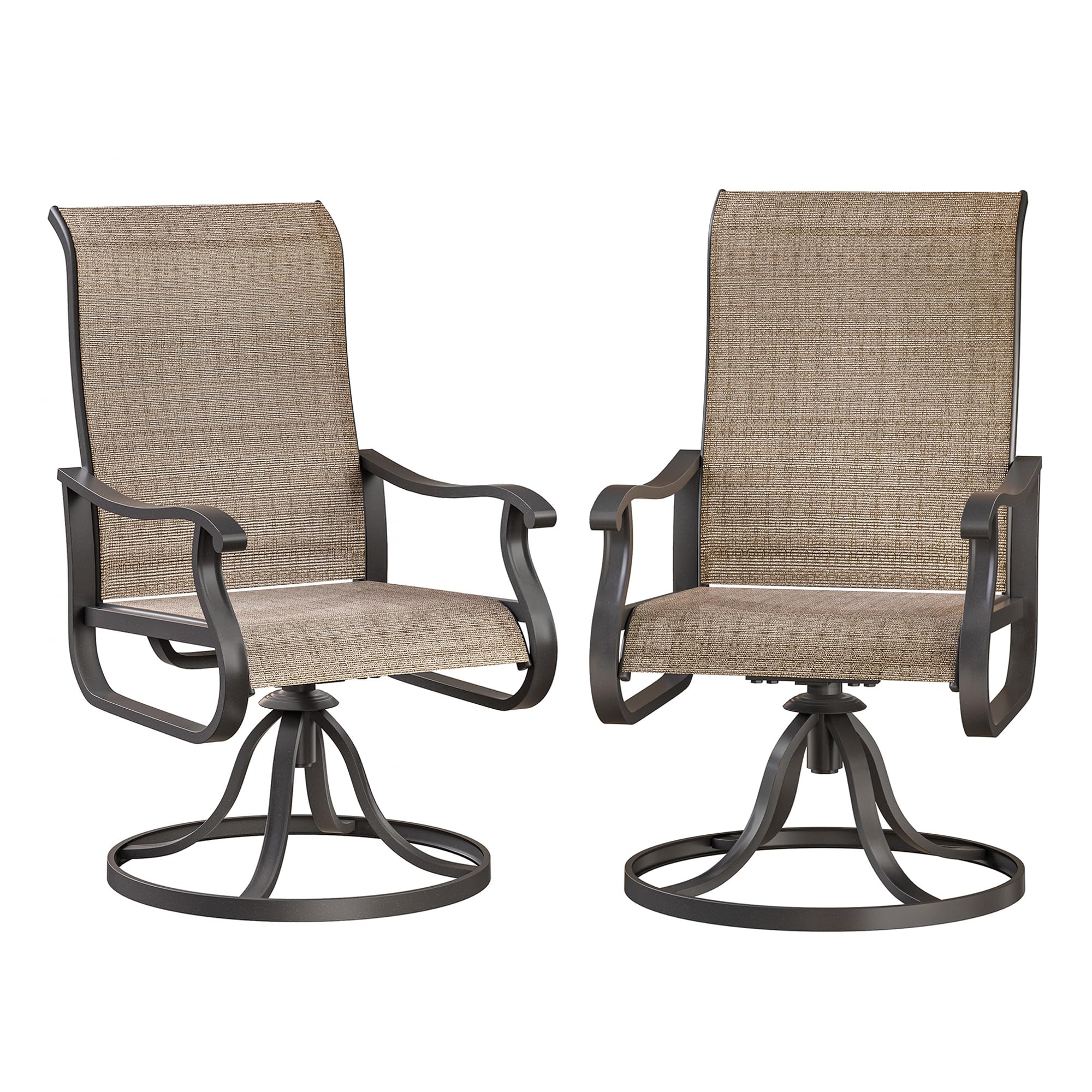 Vonzoy Patio Swivel Chairs Set Of 2, Outdoor Dining Chairs With High Back, All-Weather Swivel Rocker Chair For Lawn, Porch Or Ga