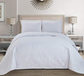 Mk Home Mk Collection 3Pc King/California King Solid Embossed Bedspread Bed Cover Over Size White 118' X 106' New
