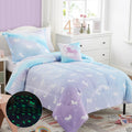 Kaleido Space Kaleidospace Kids Twin Comforter Sets For Girls, Glow In The Dark Unicorn Bedding Sets -3 Pieces Lightweight Bed I