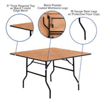 Flash Furniture Gerry 48" Square All-Occasion Wood Folding Event Table, Foldable Square Portable Banquet Table with Wooden Top, Natural