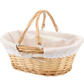 Hozeon 14.1 X 11 X 6.7 Inch Natural Wicker Woven Basket, Premium Willow Basket With Handle And Linen Cotton Cloth Lining, Elegan