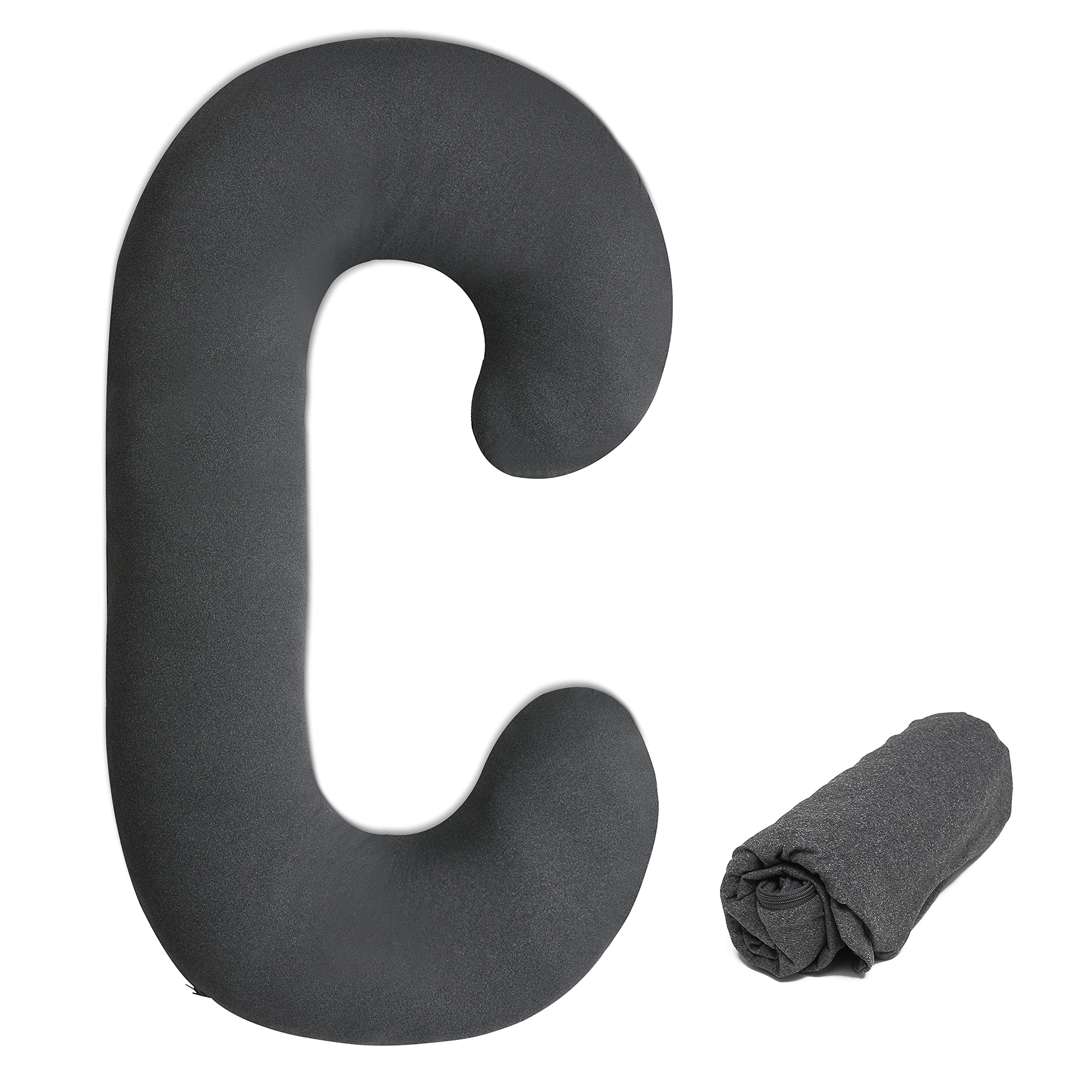 Cosmoplus ?????????????????? ???????????? ?????????? C Shaped Full Body Pillow Case ?????????? For Maternity,Stretchy Cool Breat