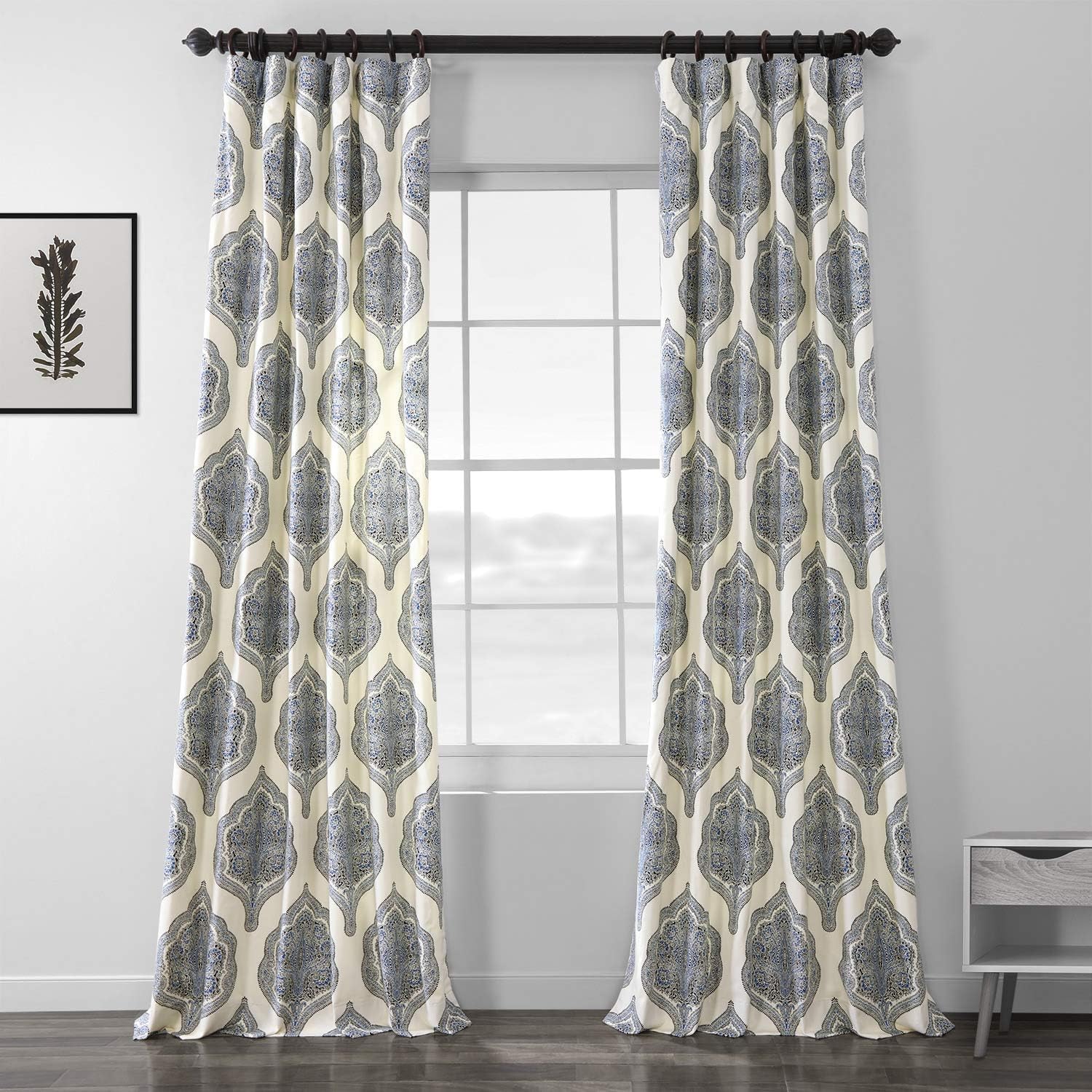 Hpd Half Price Drapes Printed Curtains Paisley Damask Cotton Curtains 120 Inches Long (1 Panel) Room Darkening Window Curtains F