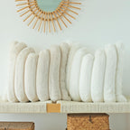 Jojusis Pack Of 2 Faux Fur Plush Decorative Throw Pillow Covers Couch Cushion Case Soft Fluffy Pillowcases Wide Stripe (Beige, 2