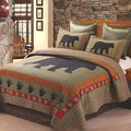 Virah Bella Quilt Collection - Bear & Paw Printed Bedding Set, 3-Piece King - Reversible Quilt With 2 Matching Pillow Shams