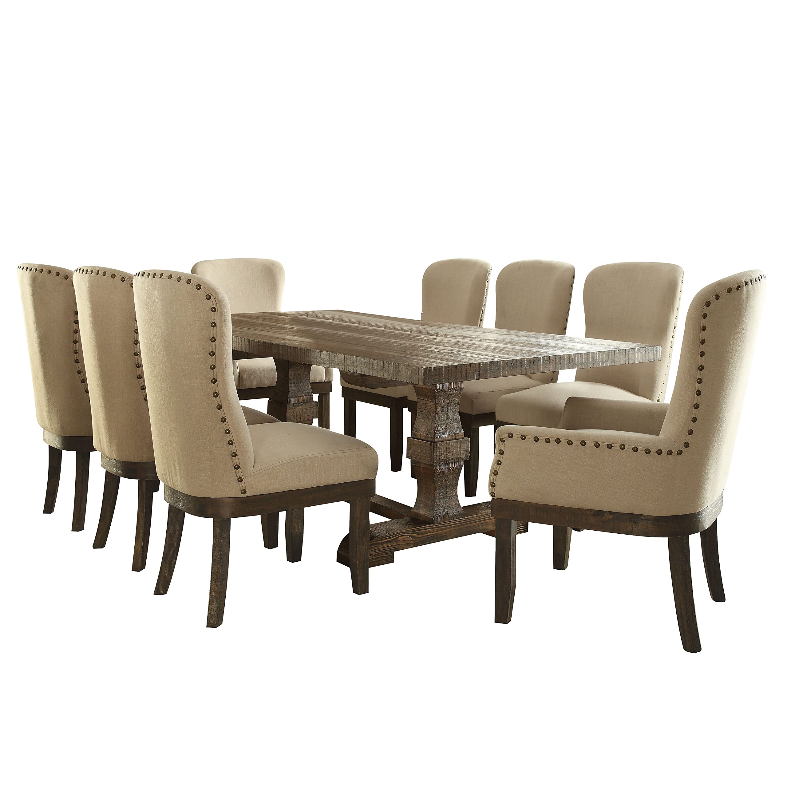 Acme Landon Square Wooden Top Dining Table in Salvage Brown