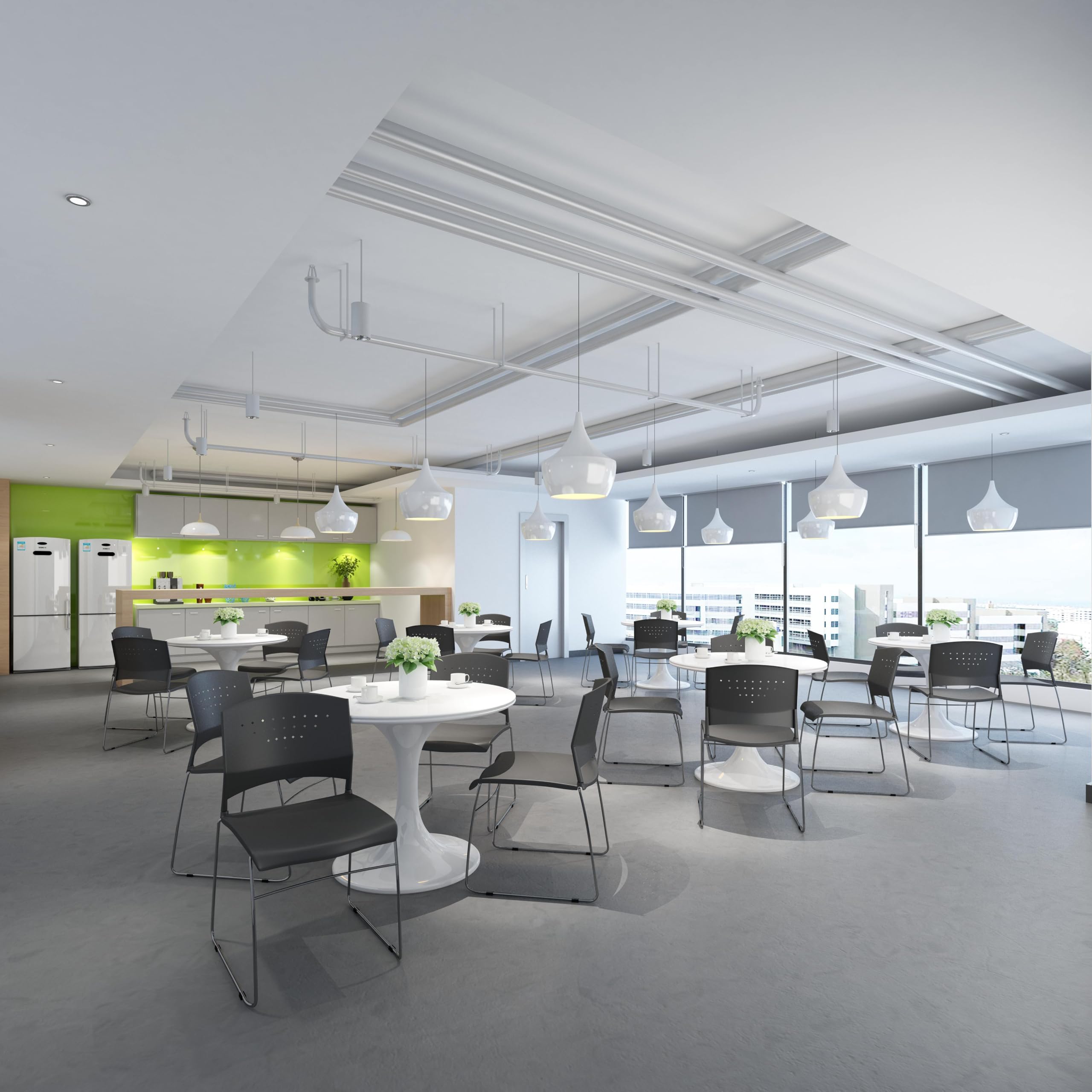 Boss Office Products Chrome Frame Stack Chair 5 Pack In Black