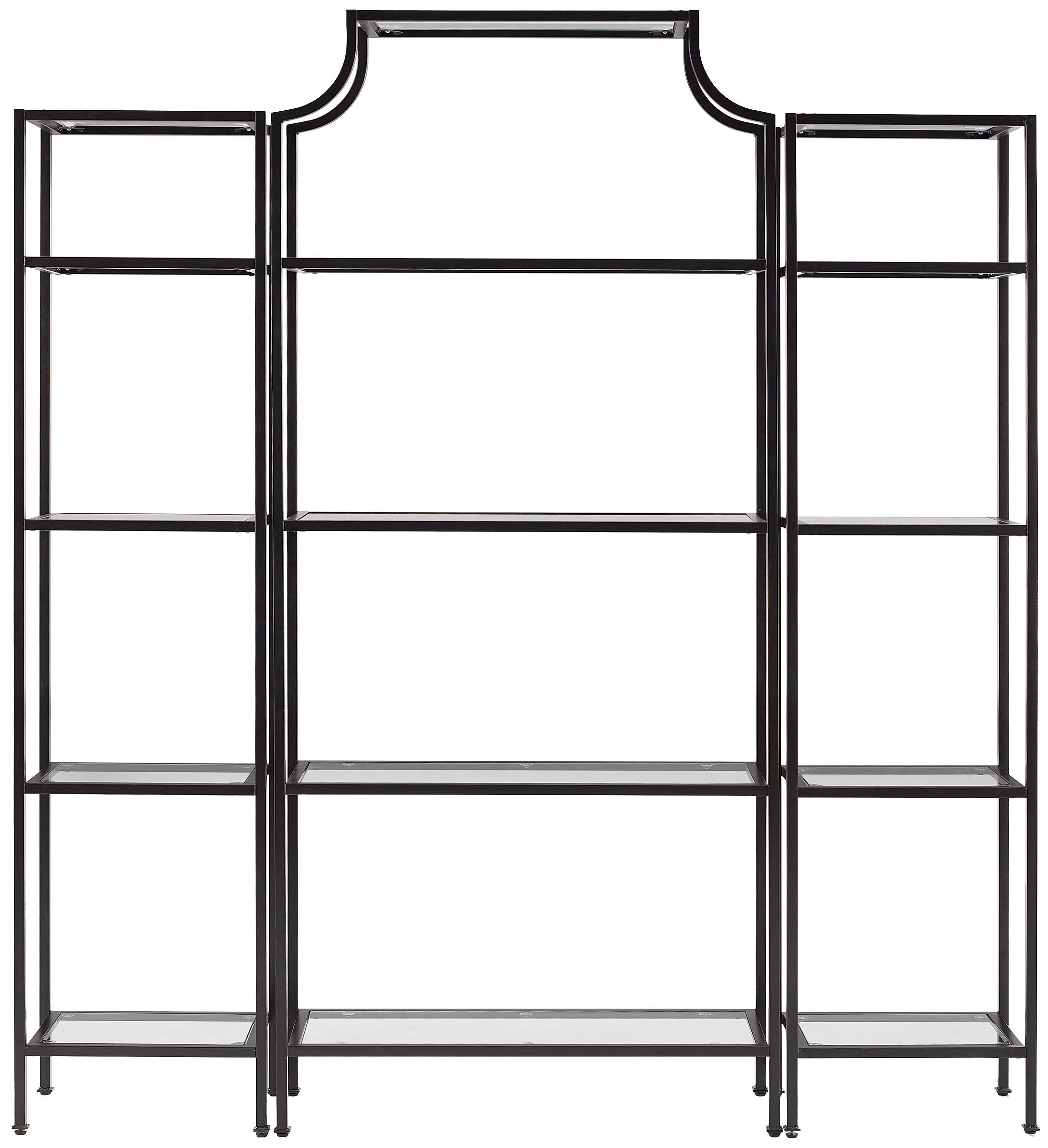 Crosley Furniture Aimee 3-Piece Bookshelf Set with Glass Shelves, Bookcase Storage, Oil-Rubbed Bronze