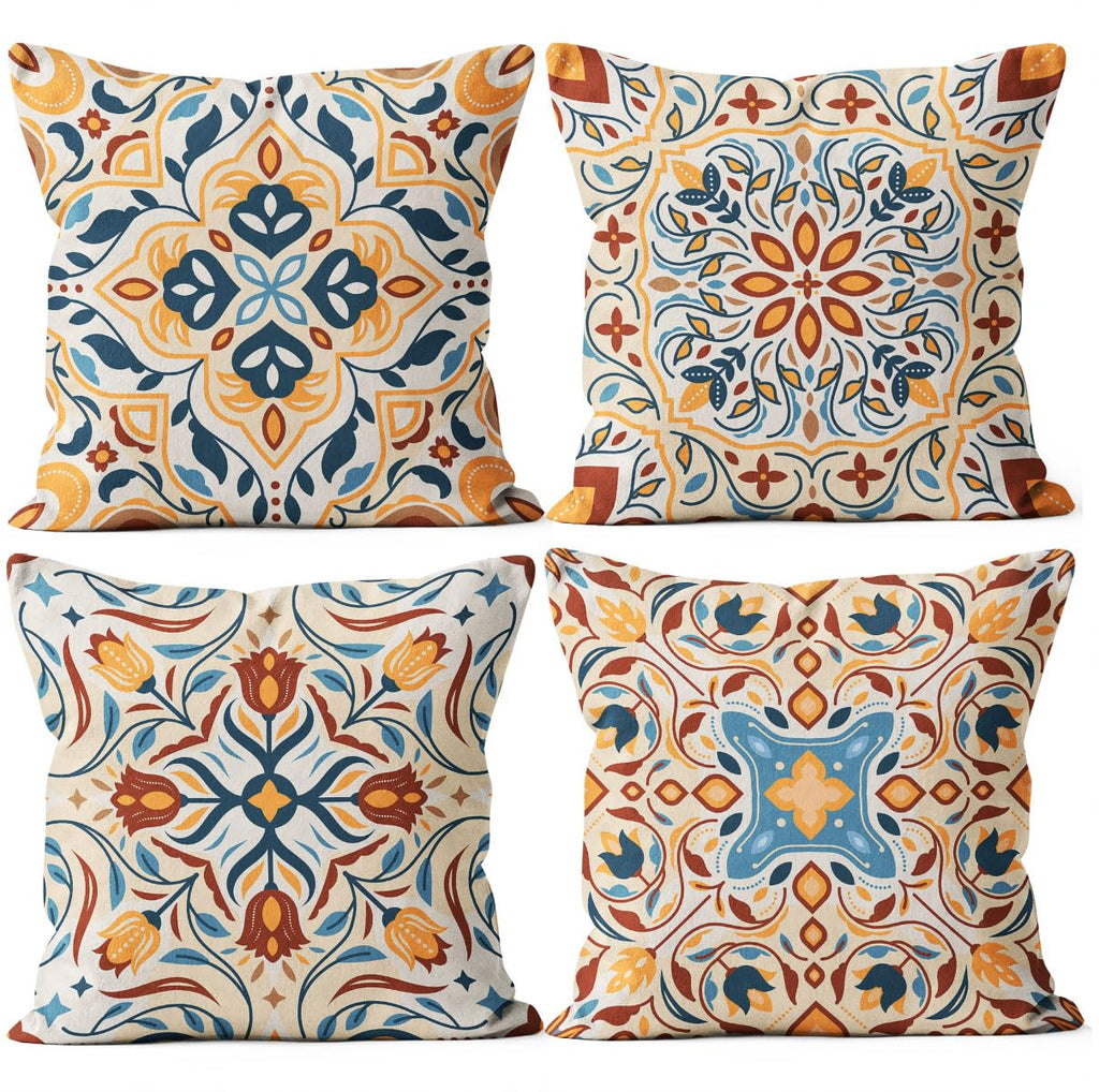 M-Qizi Flower Pattern Navy Blue Throw Pillow Covers, Blue Accents Pillow Decor, Blue Accents Theme Room Decor, Pillow Cases for 