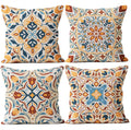 M-Qizi Flower Pattern Navy Blue Throw Pillow Covers, Blue Accents Pillow Decor, Blue Accents Theme Room Decor, Pillow Cases for 