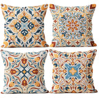 M-Qizi Flower Pattern Navy Blue Throw Pillow Covers, Blue Accents Pillow Decor, Blue Accents Theme Room Decor, Pillow Cases for 