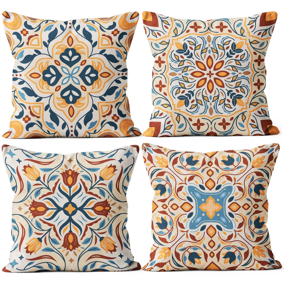 M-Qizi Flower Pattern Navy Blue Throw Pillow Covers, Blue Accents Pillow Decor, Blue Accents Theme Room Decor, Pillow Cases for 
