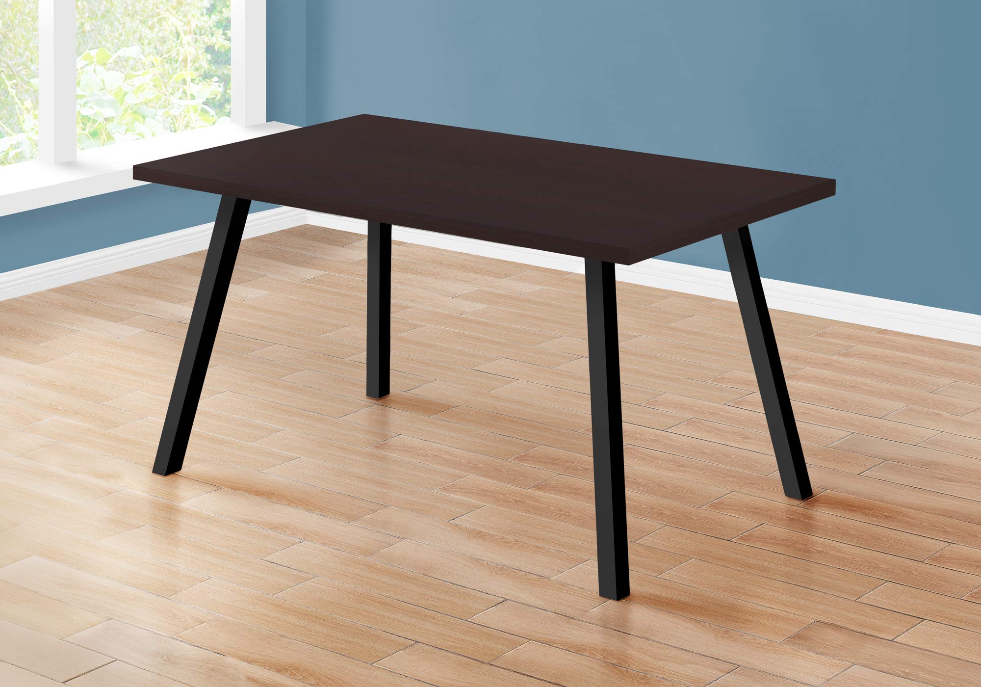 Monarch Specialties 36&quot;X 60&quot; / Cappuccino/Black Metal Dining Table