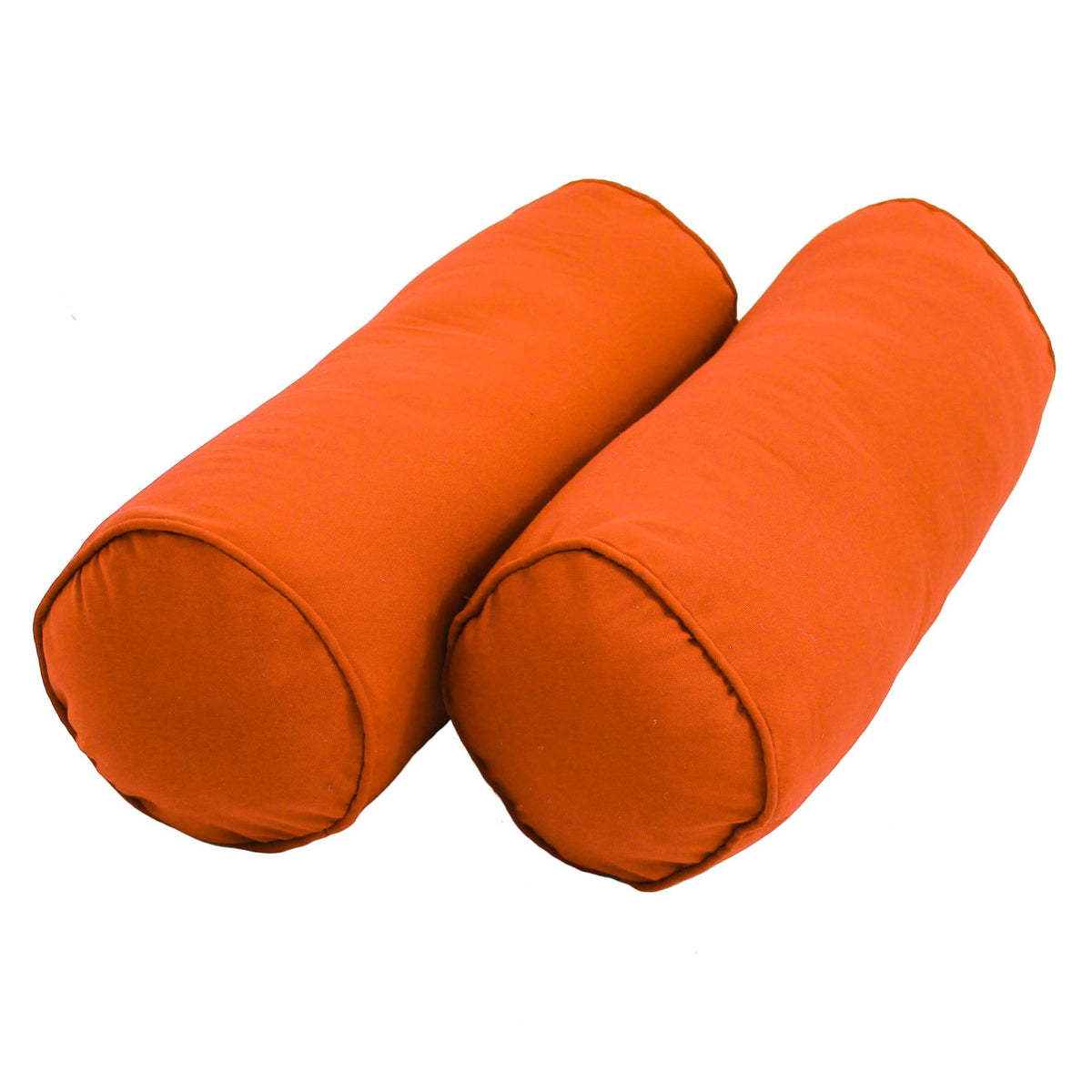 Blazing Needles Double-Corded Solid Twill Bolster Pillows with Inserts (Set of 2), 20&quot; x 8&quot;, Tangerine Dream