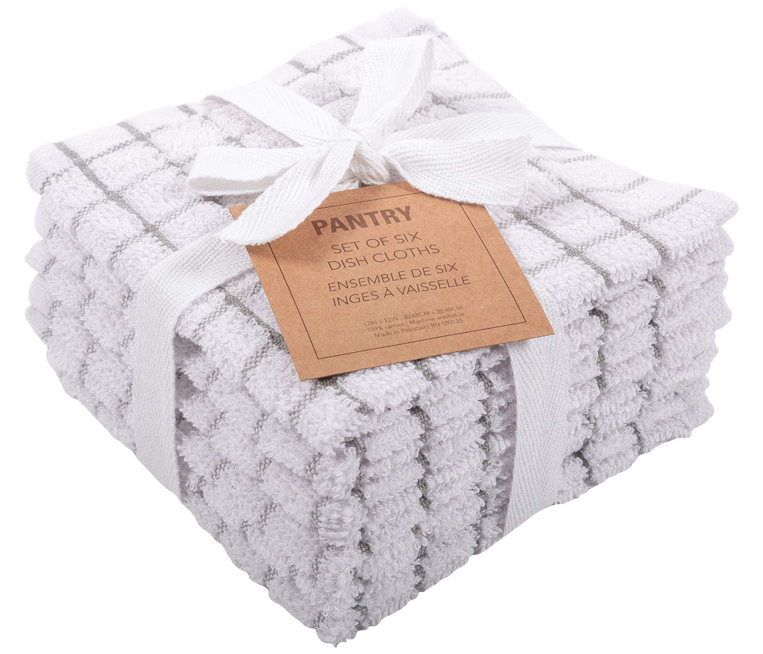 KAF Home Pantry 100% Cotton Checkered Grid Dish Cloths | Set of 6, 12 x 12 Inches | Absorbent and Machine Washable | Perfect for