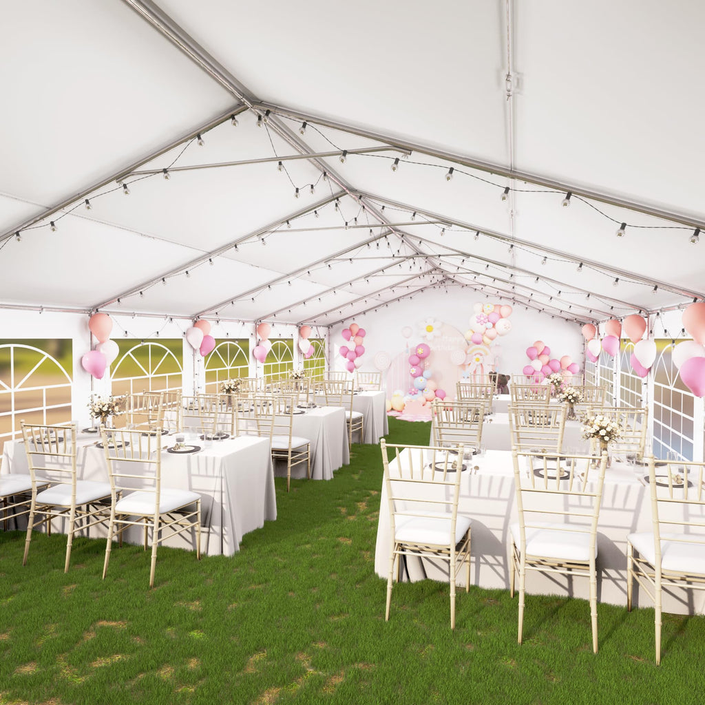 Phi Villa 40'X20' Outdoor Heavy Duty Party Tent Large Commercial Canopy Wedding Event Shelter With Removable Sidewalls & 7 Storage Bags For Patio Outdoor Garden Events, White