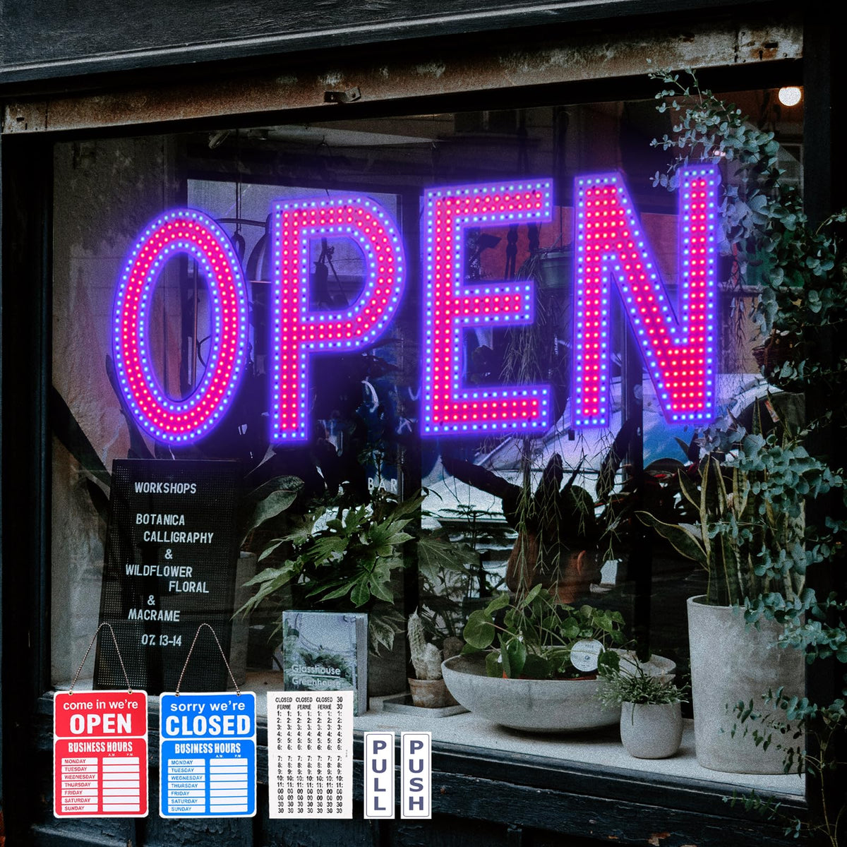 Open Sign For Business, 40'X14' Dimmable Large Led Open Signs With Hanging Installation For Bar Pubs Store Restaurant Office H