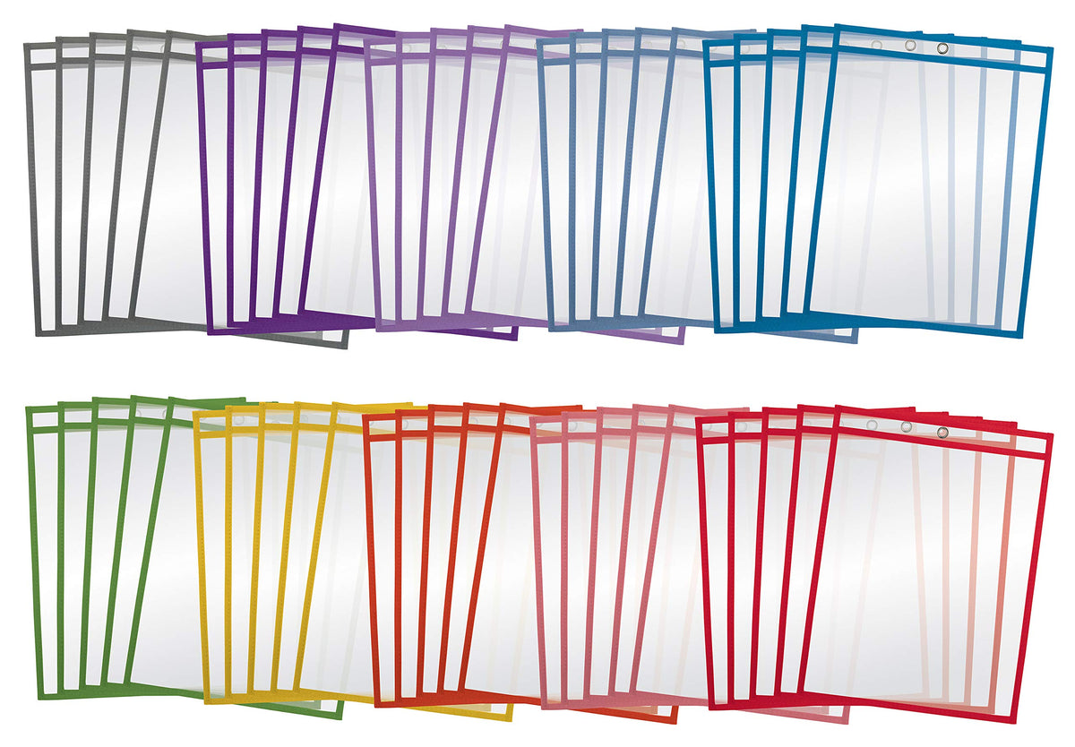 Better Office Products Dry Erase Pocket Sleeves, 50 Count, Crystal Clear, Oversized, 10.25' X 13.75', Heavy Duty Dry Erase Poc