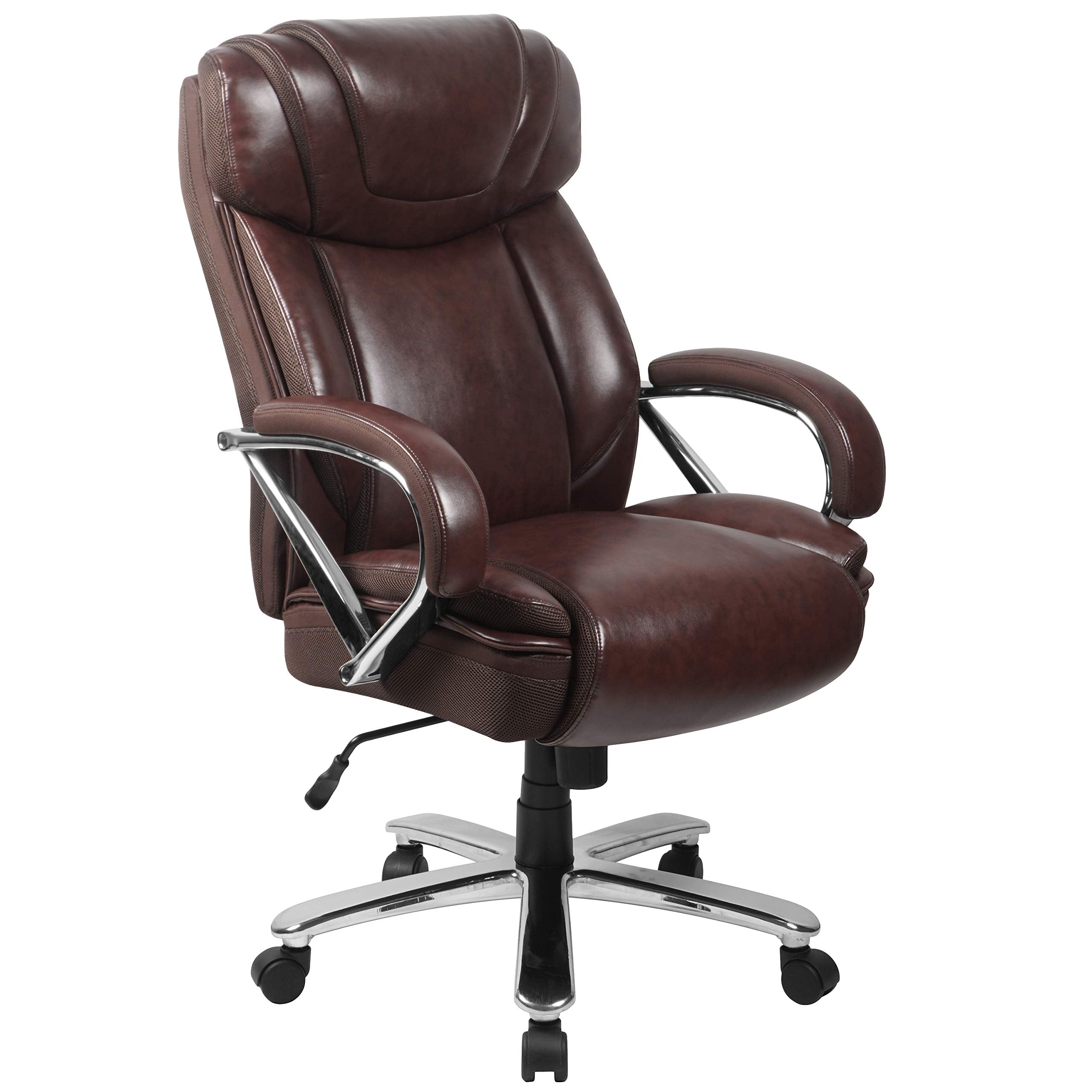 Flash Furniture Hercules Series High-Back Swivel Leathersoft Office Chair, Ergonomic Executive Chair With Headrest And Adjustable Height, Brown