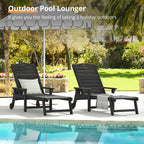 LUE BONA Oversized HDPS Chaise Lounge Chair with Table, 5-Position Adjustable, Black